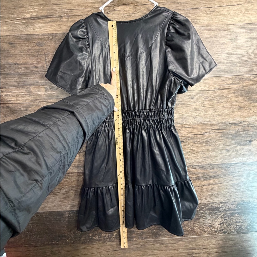 Anthropologie Black Faux Leather Mini Dress - Picture 11 of 11